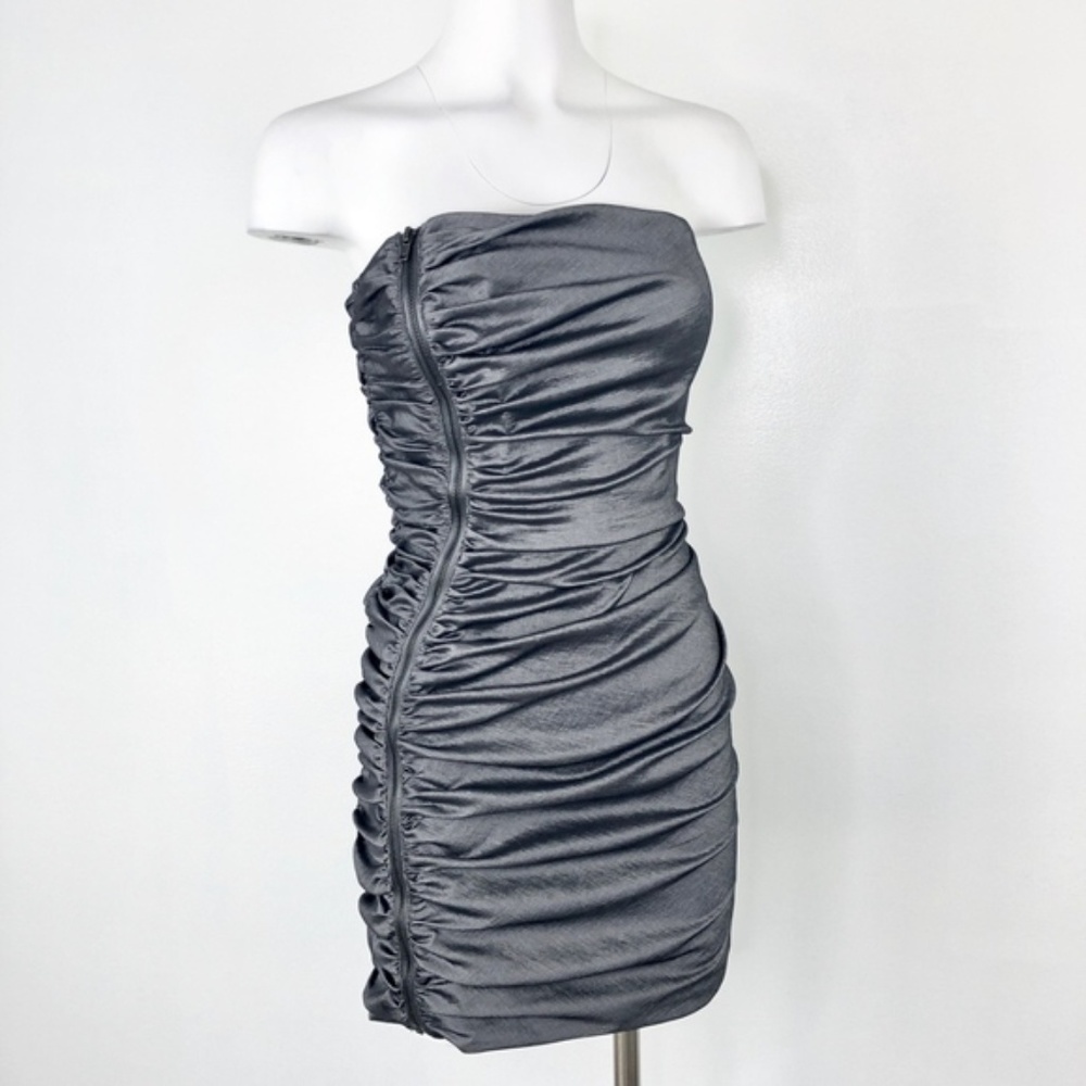 Ruched CK SIde Zipper Metalic Dress